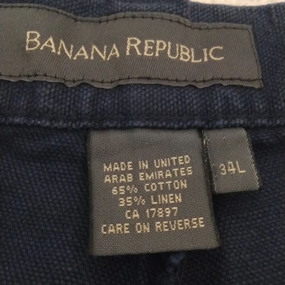 Banana Republic Blue Cotton/Linen Casual Pants (w/ Frogmouth Pockets) 34 - 34